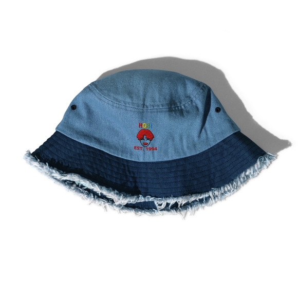 Jhope J-hope Hoseok Hobi Embroidered Frayed Distressed Denim Hobicore Bucket Hat - Picture 2 of 4